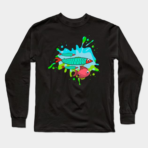 cardinal tetra freshwater fish Long Sleeve T-Shirt by Explore The Tropics